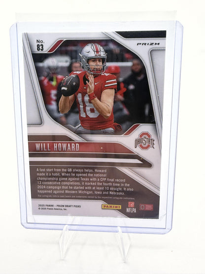 2025 Panini Prizm Draft Picks Will Howard Gold Ice Prizm RC Ohio State #83