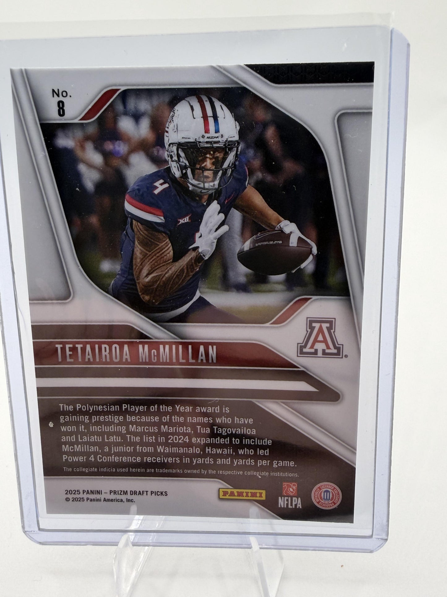 2025 Panini Prizm Draft Picks Tetairoa McMillan RC Rookie Arizona Wildcats #8