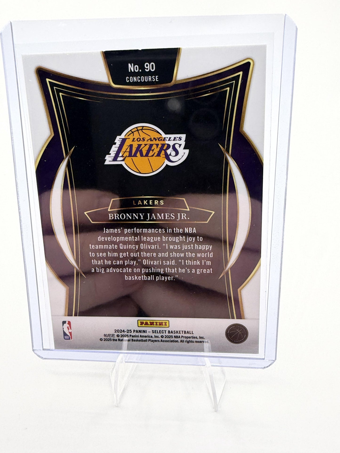 2024-25 Panini Select Bronny James Jr Rookie RC #90 Concourse Lakers
