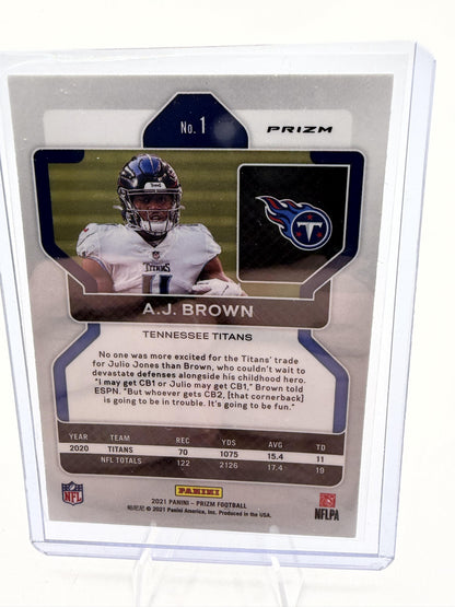 2021 Panini Prizm A.J. Brown Green Prizm Parallel #1 Tennessee Titans