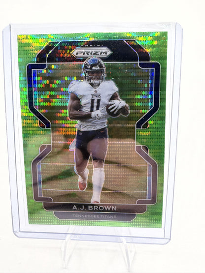 2021 Panini Prizm A.J. Brown Green Prizm Parallel #1 Tennessee Titans