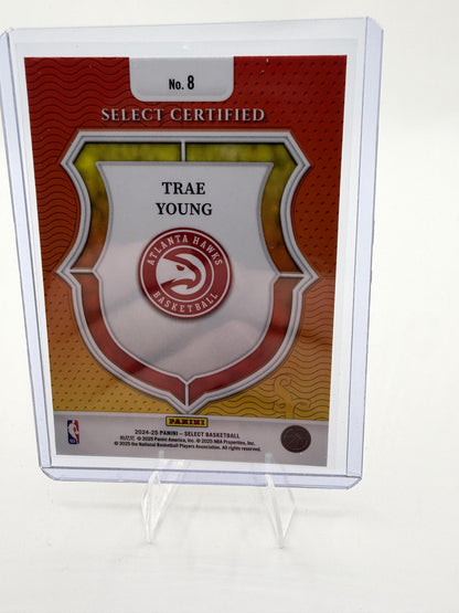 2024-25 Panini Select Basketball Trae Young Select Certified Card #8 Hawks