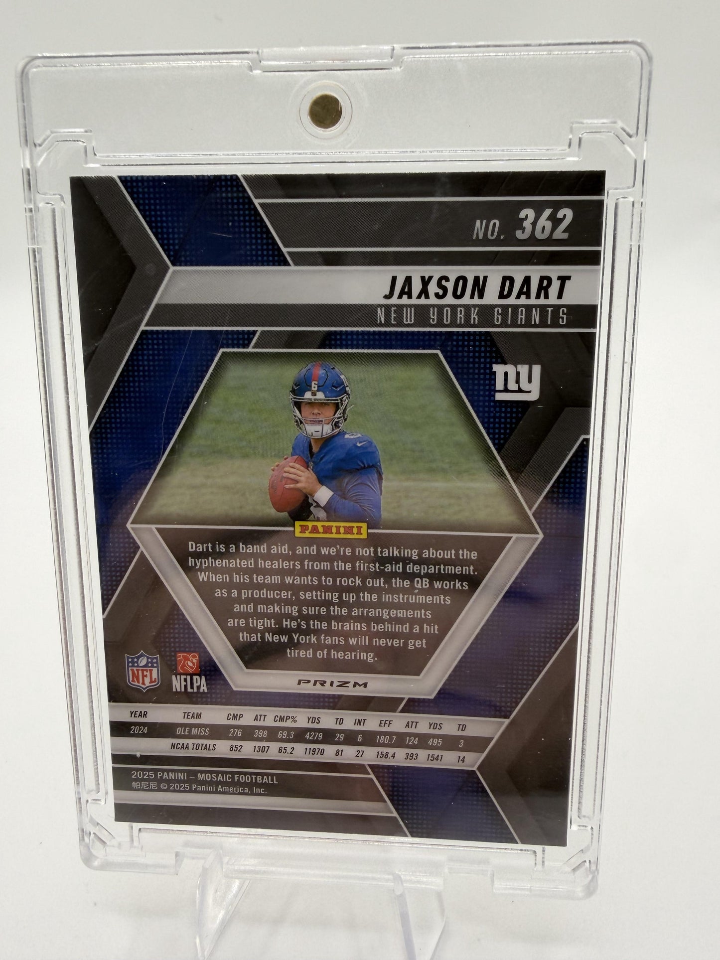 2025 Panini Mosaic Jaxson Dart Purple Scope Prizm Rookie Card RC #362 NY Giants