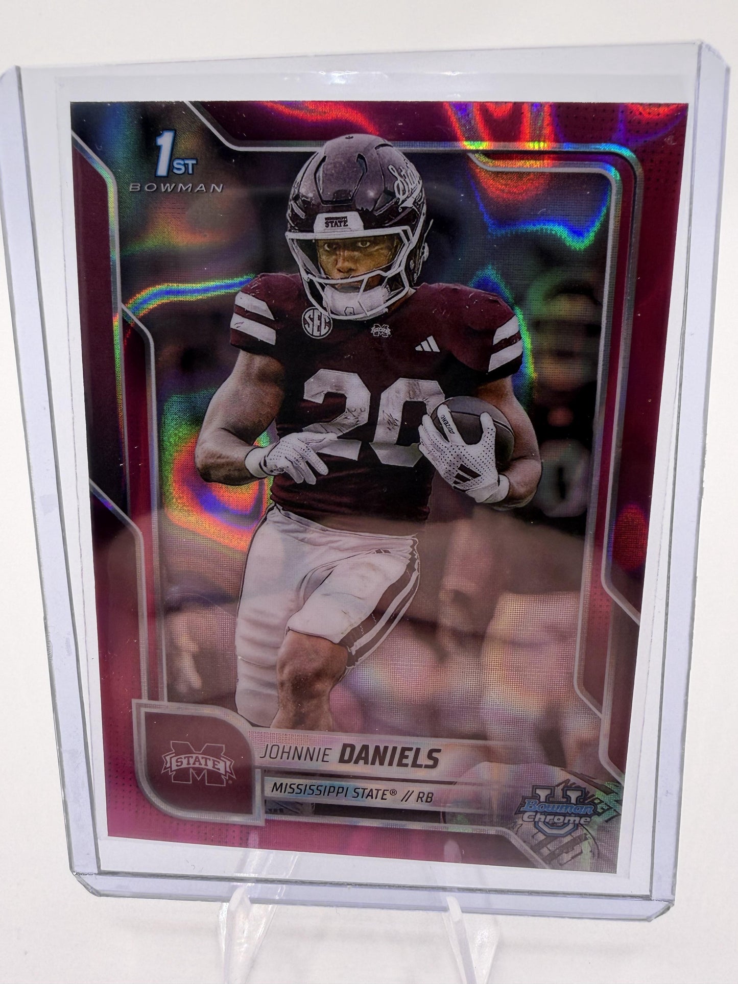 2025 Bowman Chrome Johnnie Daniels 1st Bowman Pink Lava Refractor Card MS State