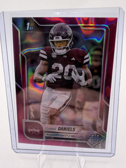 2025 Bowman Chrome Johnnie Daniels 1st Bowman Pink Lava Refractor Card MS State