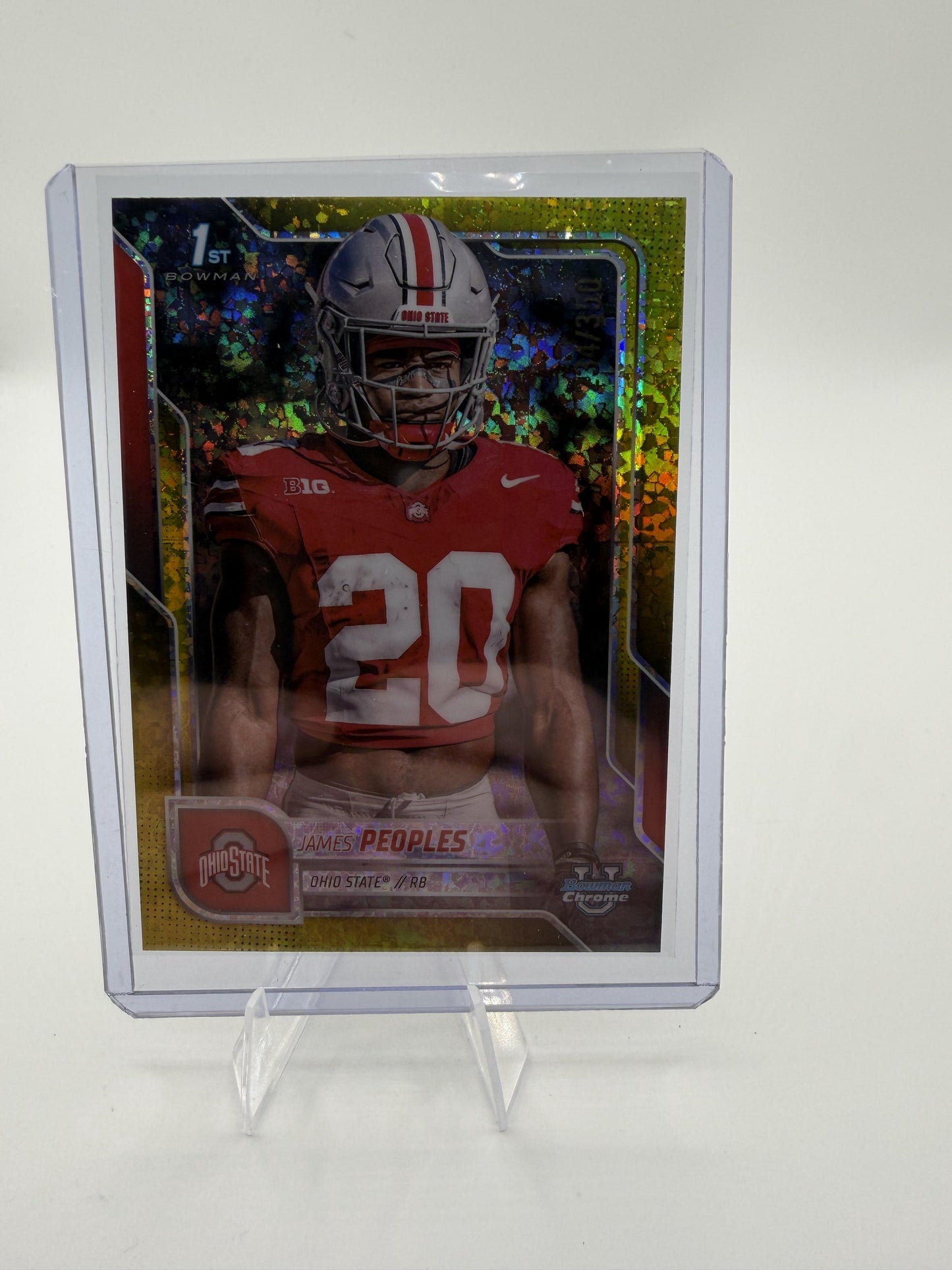 2025 Bowman Chrome University James Peoples 1st Card Yellow Refractor /350