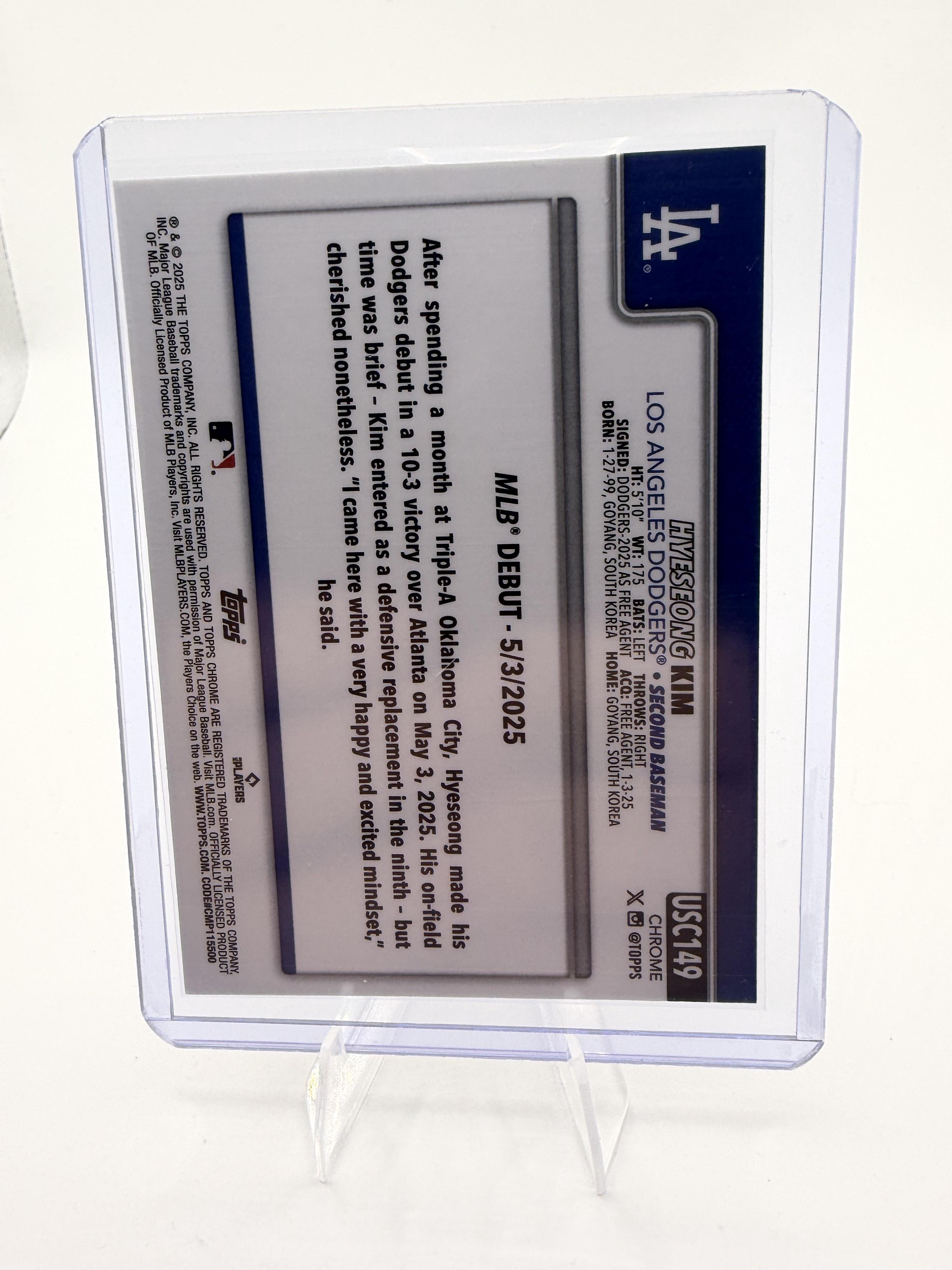 2025 Topps Chrome Update Hyeseong Kim Rookie Debut Card RC #USC149 Dodgers