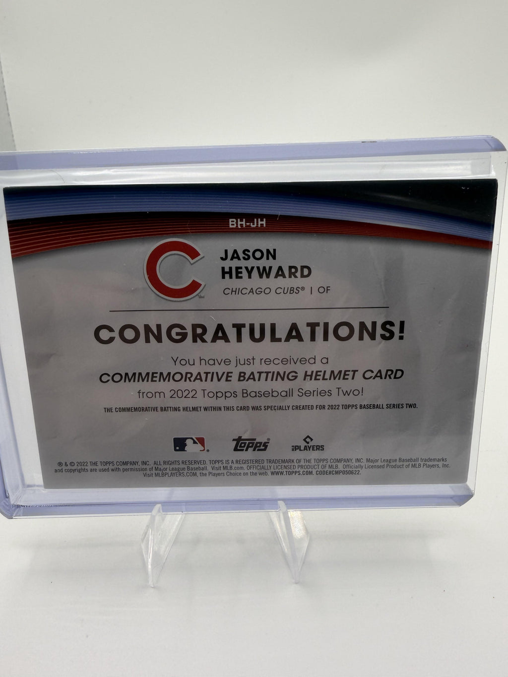 2022 Topps #BH-JH Jason Heyward Batting Helmet Commemorative Relic