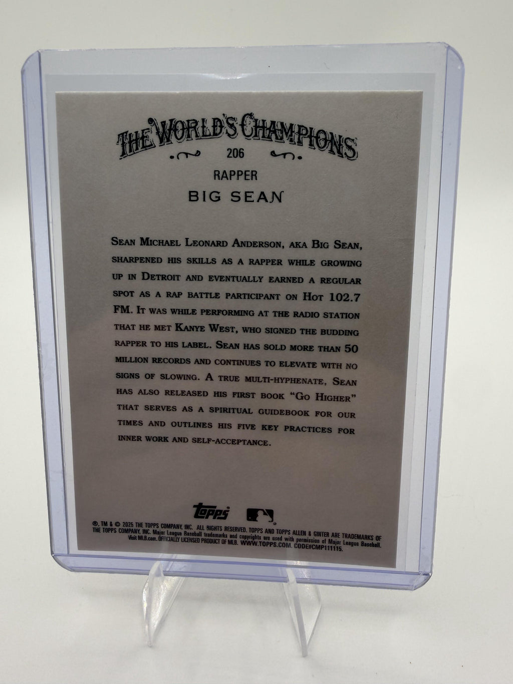 2025 Topps Allen & Ginter Big Sean Rapper Card #206 Non-Baseball Detroit