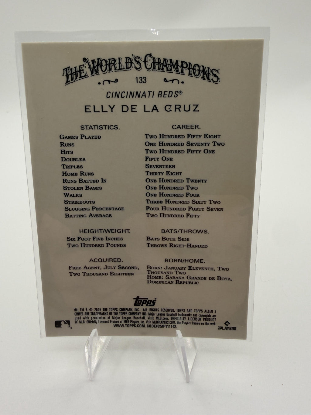2025 Topps Allen & Ginter Elly De La Cruz Silver Portrait Foil Card #133 Reds