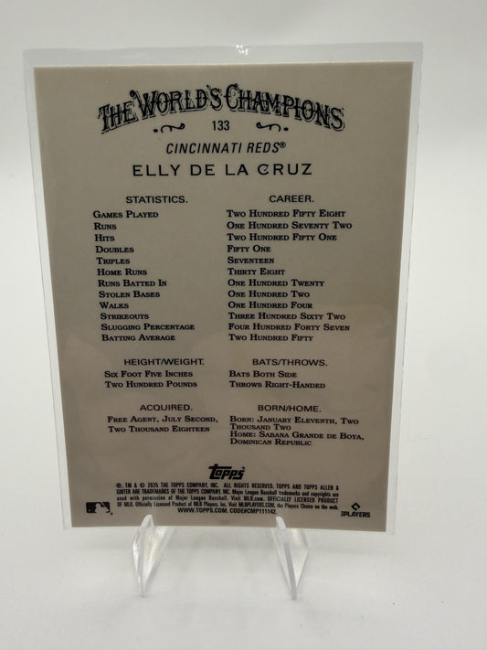 2025 Topps Allen & Ginter Elly De La Cruz Silver Portrait Foil Card #133 Reds
