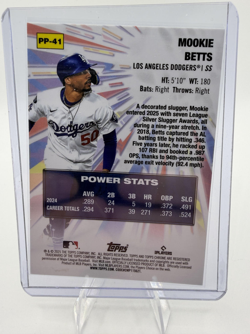 2025 Topps Chrome Mookie Betts Power Players Prizm Refractor Card #PP-41 Dodgers