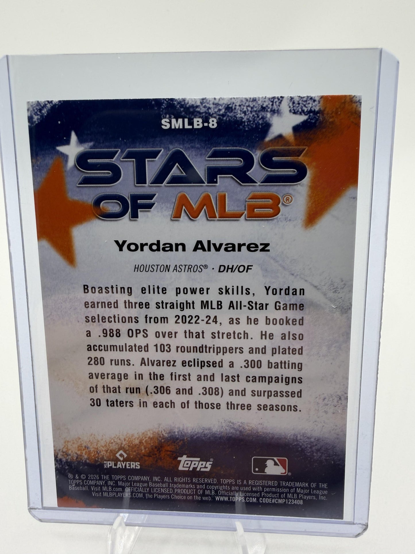 2026 Topps Stars of MLB Yordan Alvarez Astros Card #SMLB-8