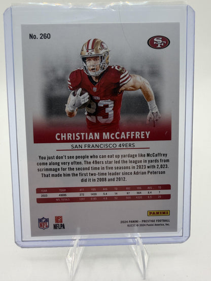 2024 Panini Prestige Christian McCaffrey Green Xtra Points /199 49ers Card #260