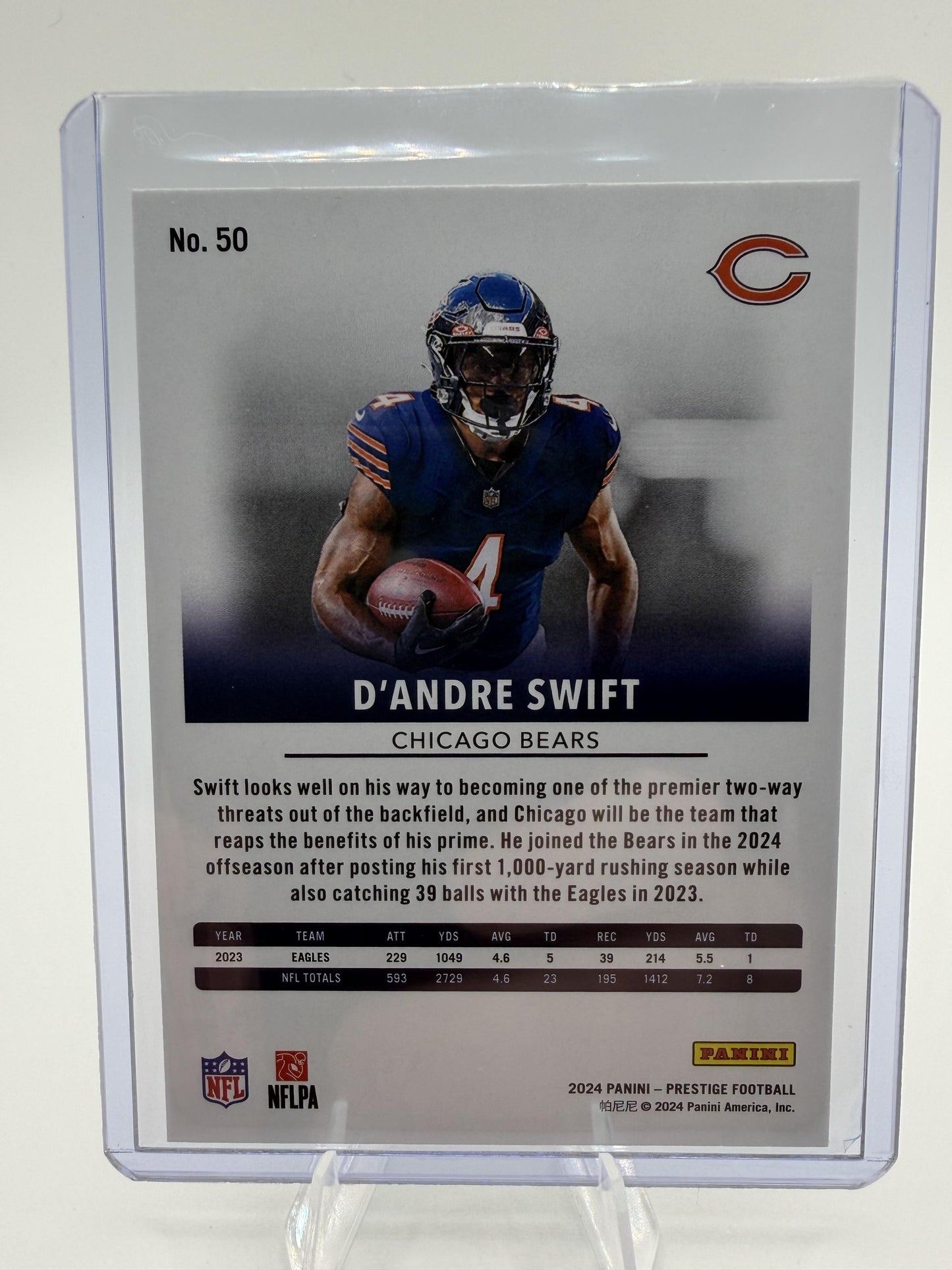 2024 Panini Prestige D'Andre Swift Diamond Xtra Points Card #50 Bears