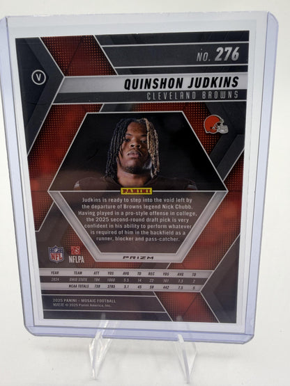 2025 Panini Mosaic Quinshon Judkins Purple Scope Prizm RC Card #276 Browns SP