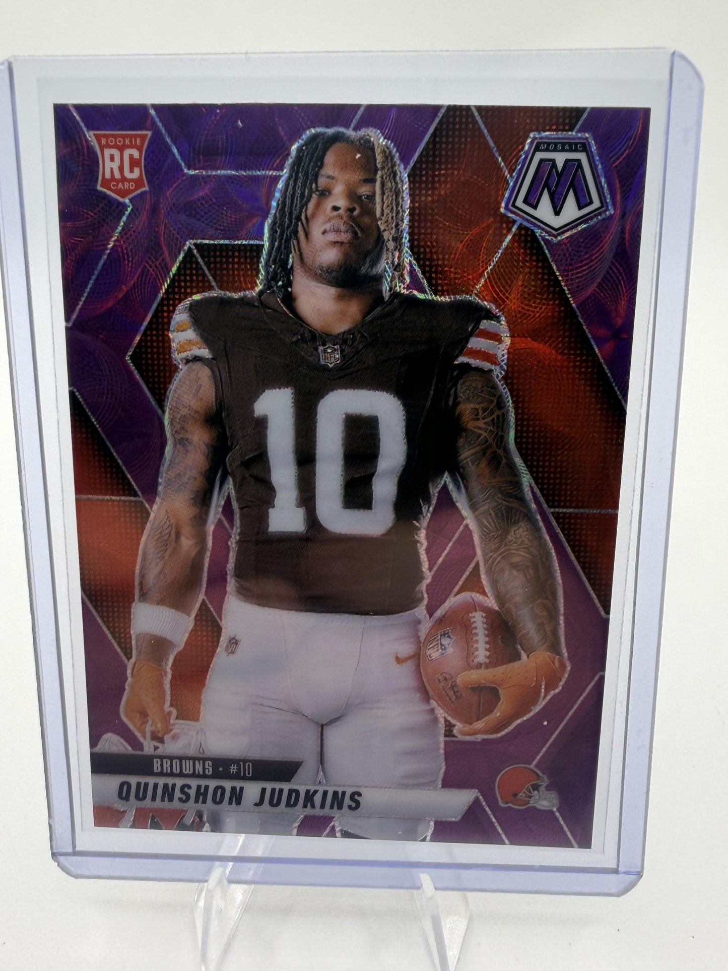 2025 Panini Mosaic Quinshon Judkins Purple Scope Prizm RC Card #276 Browns SP