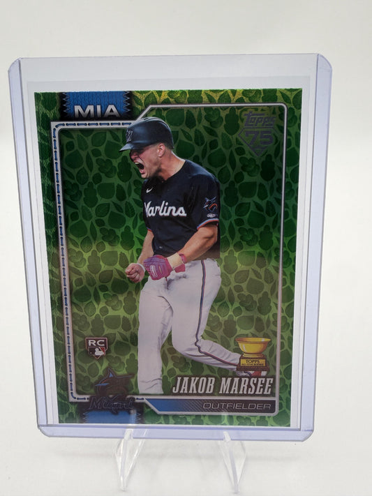 2026 Topps Series 1 Jakob Marsee Leaf Green Foil Rookie RC Card #37 Marlins