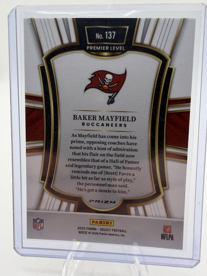 2025 Panini Select Baker Mayfield Red & Blue Shock Prizm Card #137 Buccaneers