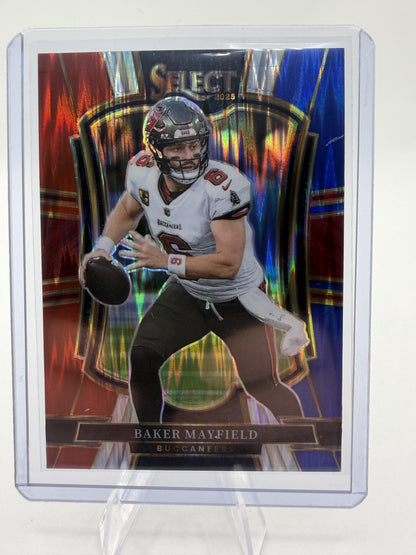 2025 Panini Select Baker Mayfield Red & Blue Shock Prizm Card #137 Buccaneers