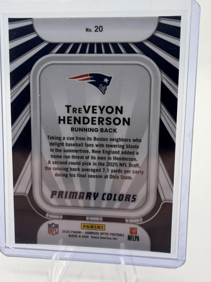 2025 Panini Donruss Optic TreVeyon Henderson Primary Colors RC Card #20 Pats