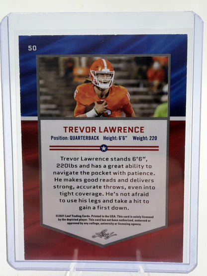 2021 Leaf Draft Trevor Lawrence All-American #50 Clemson Tigers QB Card