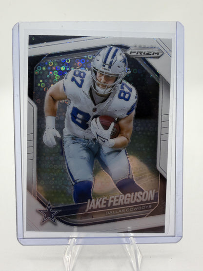 2025 Panini Prizm Jake Ferguson Silver Disco Prizm Card #36 Dallas Cowboys