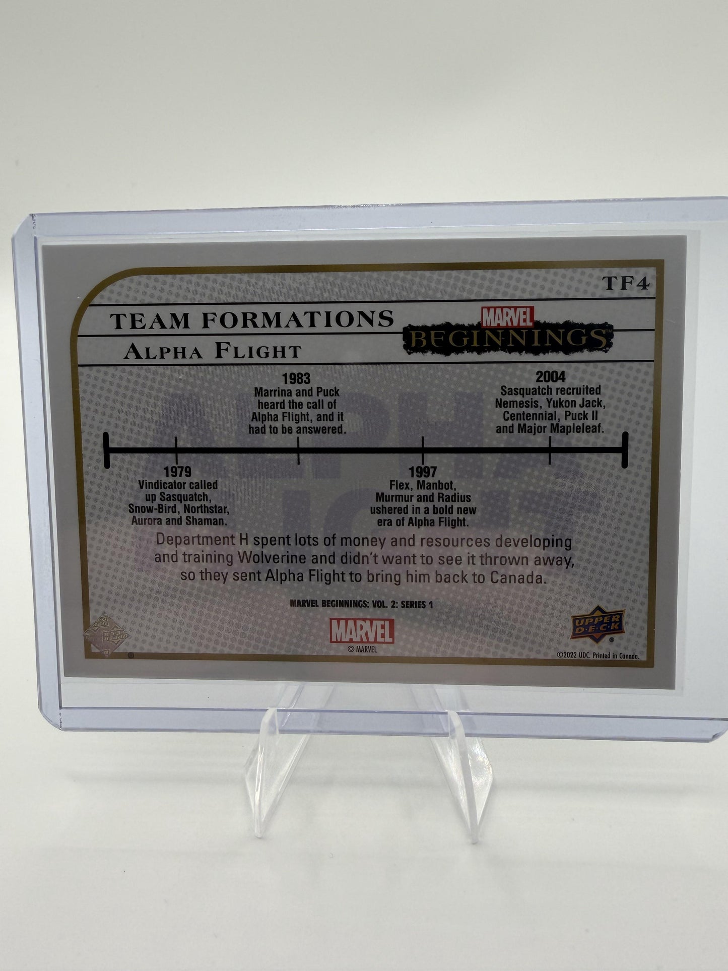 2022 Upper Deck Marvel Beginnings Alpha Flight Team Formations Card #TF4