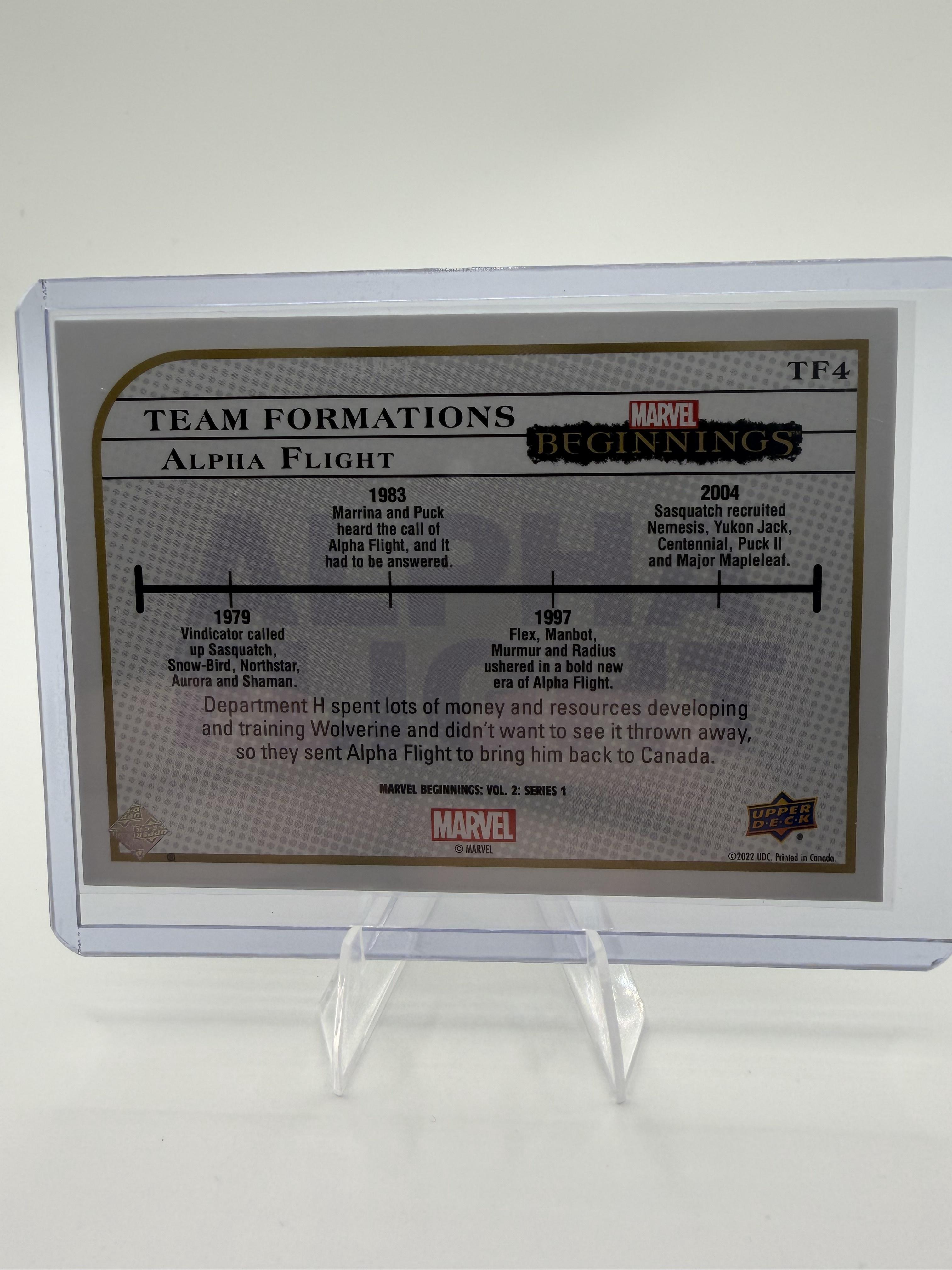 2022 Upper Deck Marvel Beginnings Alpha Flight Team Formations Card #TF4