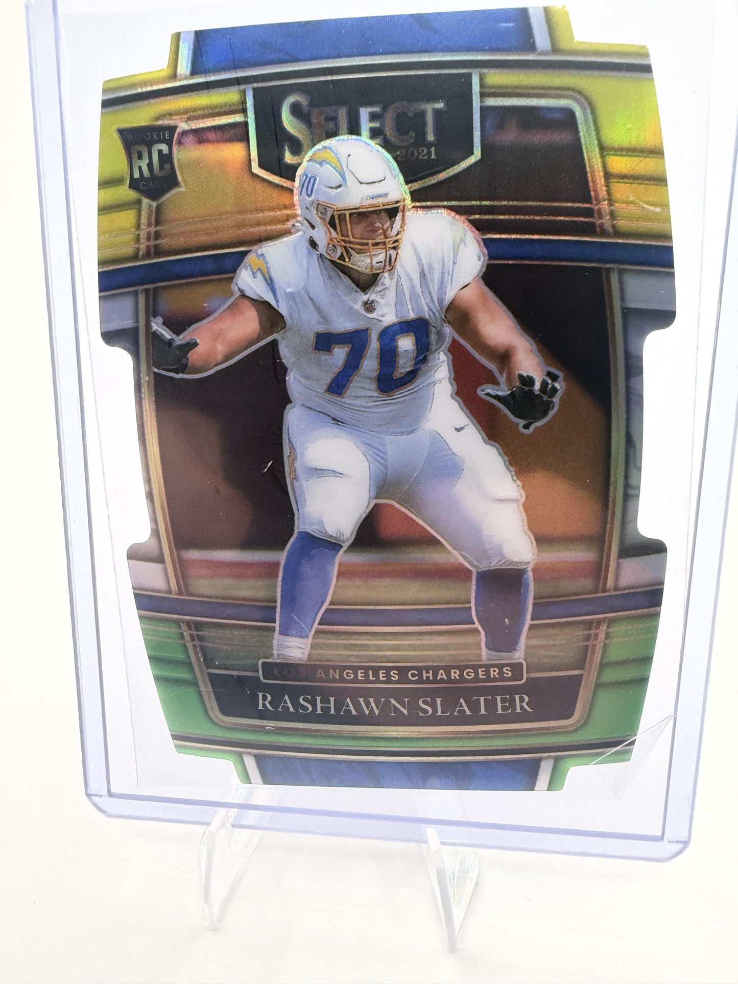 2021 Panini Select Rashawn Slater Silver Prizm Die-Cut Rookie RC Card #86