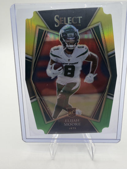 2021 Panini Select Elijah Moore Silver Prizm Premier Level Rookie RC Card #156