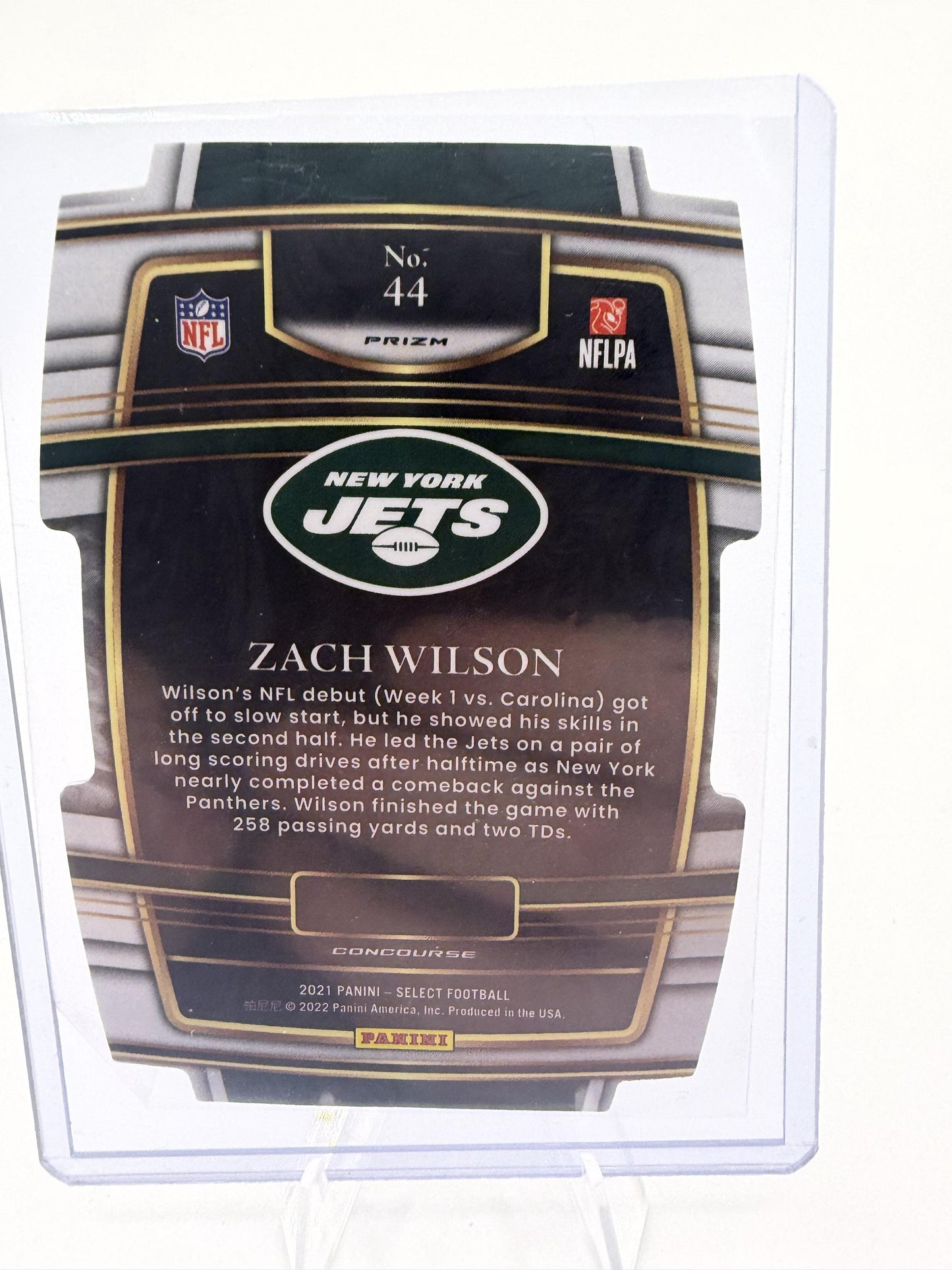 2021 Panini Select Zach Wilson Yellow Green  Prizm Die-Cut Concourse RC Card #44