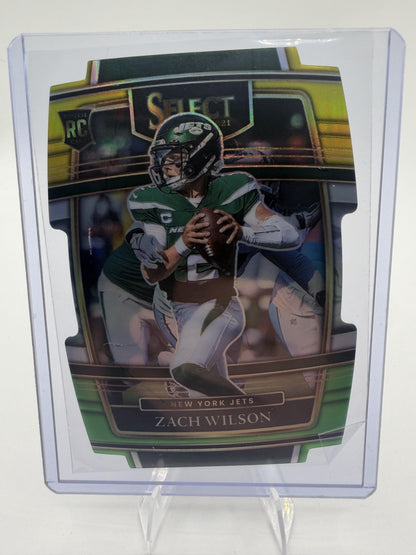 2021 Panini Select Zach Wilson Yellow Green  Prizm Die-Cut Concourse RC Card #44