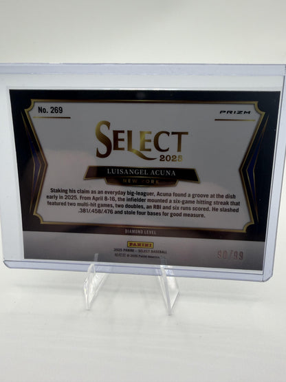 2025 Panini Select Luisangel Acuna Diamond Level Prizm Card /99 #269 Mets RC