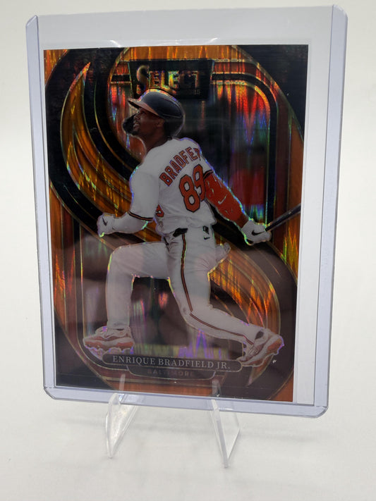 2025 Panini Select Enrique Bradfield Jr Premier Level Orange Prizm Card #169