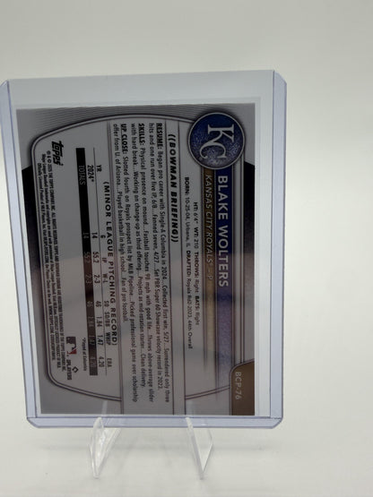 2025 Bowman Chrome Blake Wolters 1st Bowman Card BCP-76 KC Royals