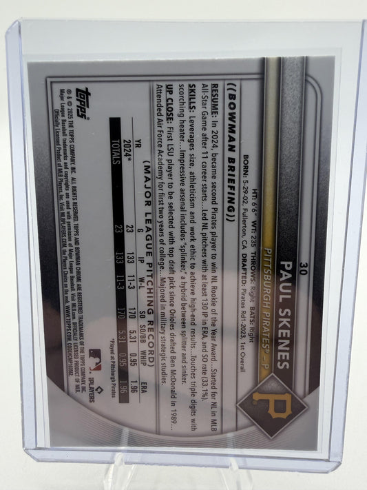2025 Bowman Chrome Paul Skenes Mojo Refractor Card #30 Pirates Mega Box