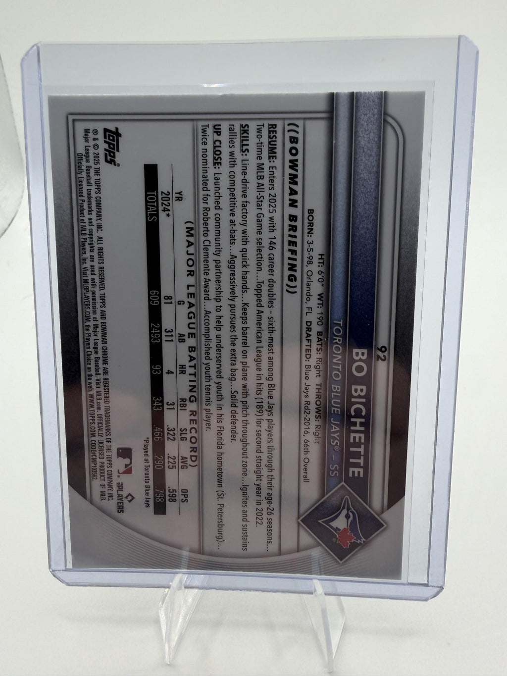 2025 Bowman Chrome Bo Bichette Mojo Refractor Card #92 Blue Jays Mega Box