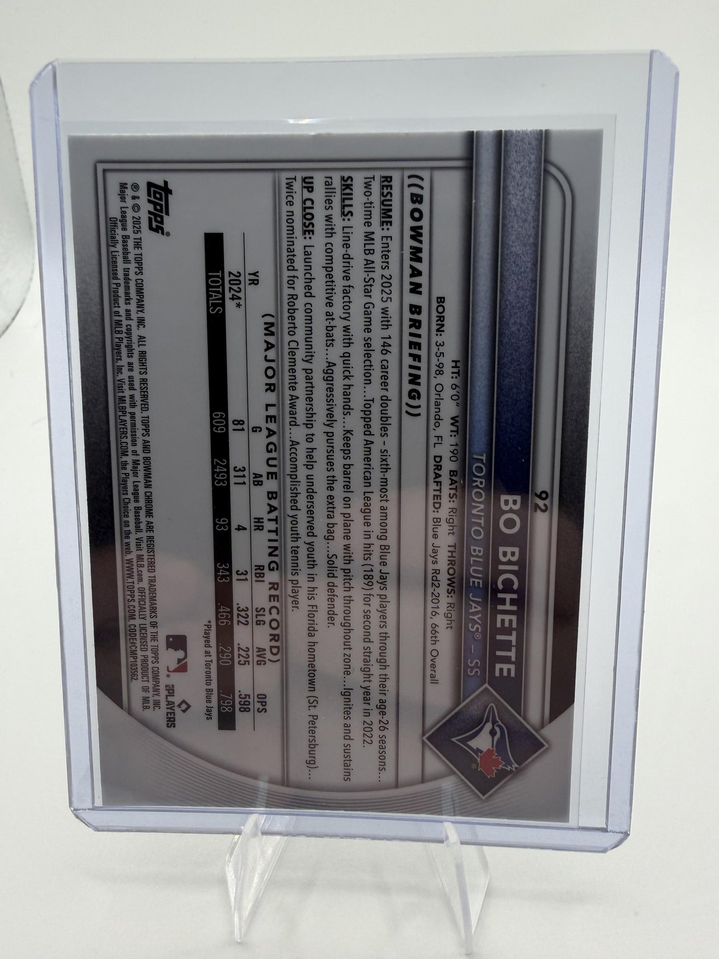 2025 Bowman Chrome Bo Bichette Mojo Refractor Card #92 Blue Jays Mega Box
