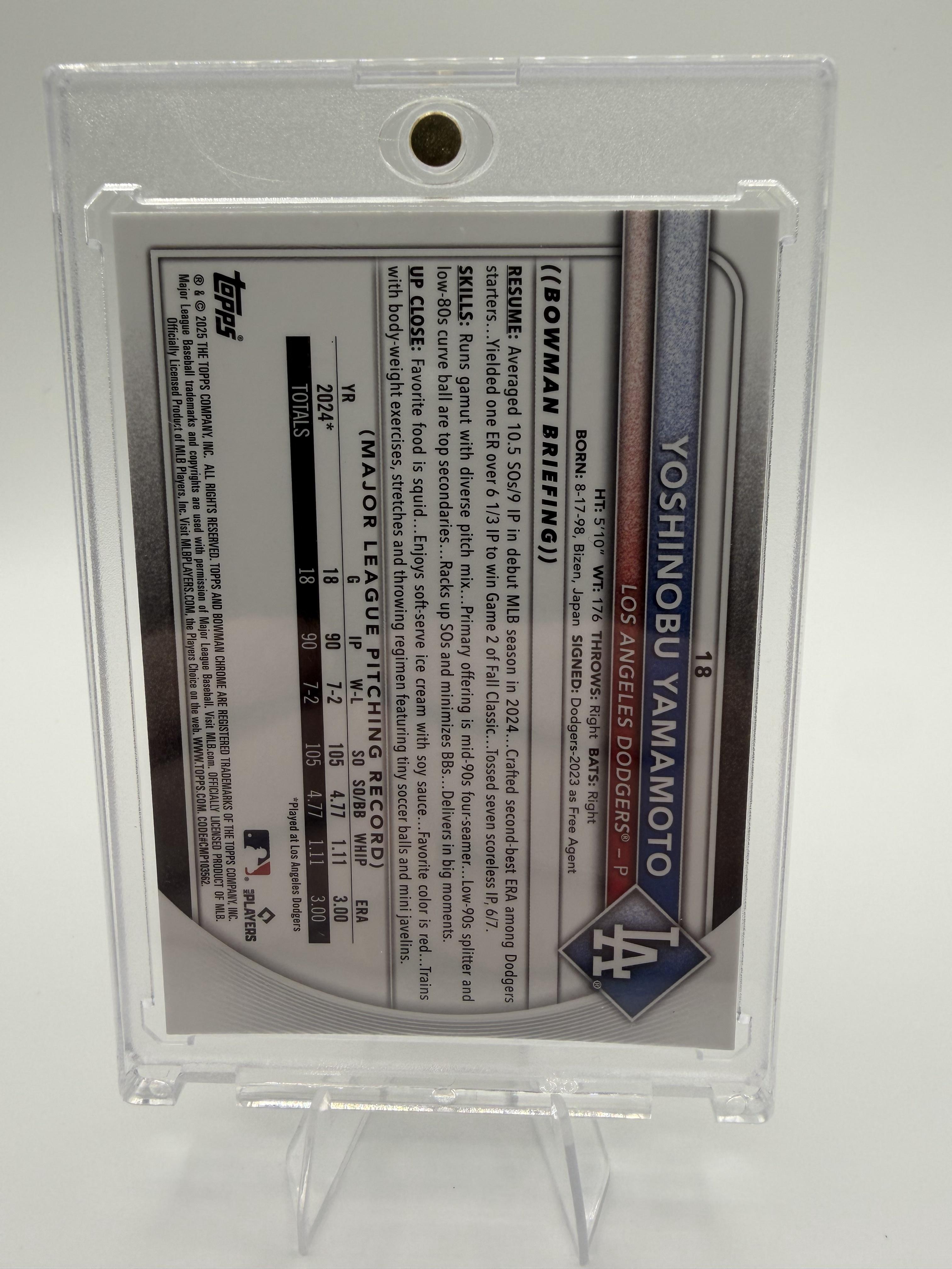 2025 Bowman Chrome Yoshinobu Yamamoto GOLD Mojo Refractor CARD /75 #18