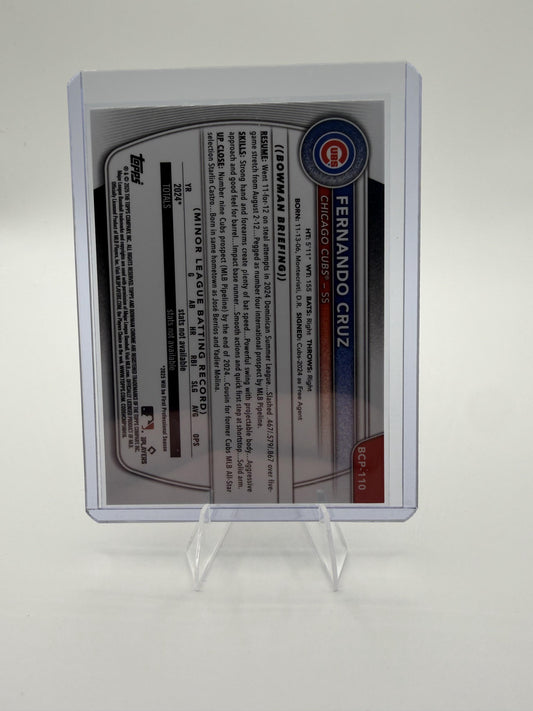 2025 Bowman Chrome Fernando Cruz Prospect CARD #BCP-110 Chicago Cubs