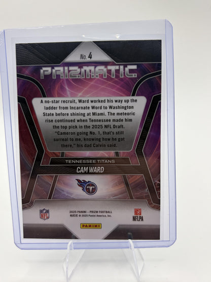 2025 Panini Prizm Cam Ward Prizmatic Insert RC #4 Tennessee Titans Card