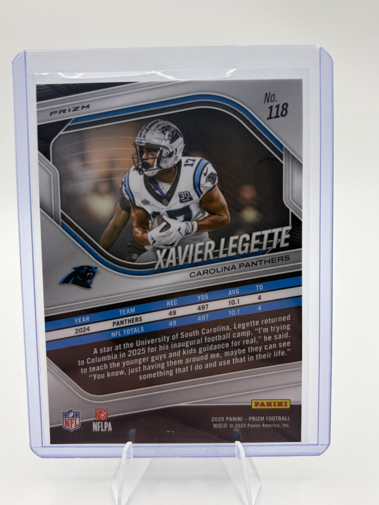 2025 Prizm Xavier Legette White Disco Prizm RC #118 Panthers Rookie Card