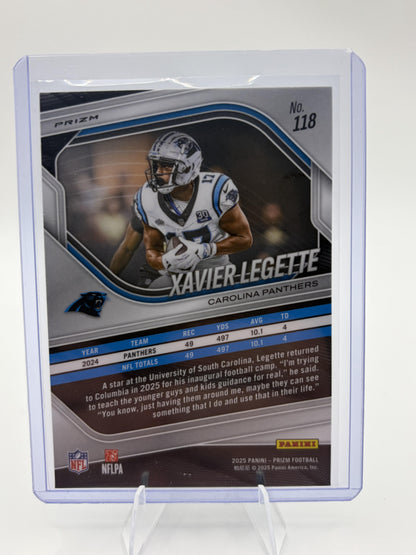 2025 Prizm Xavier Legette White Disco Prizm RC #118 Panthers Rookie Card