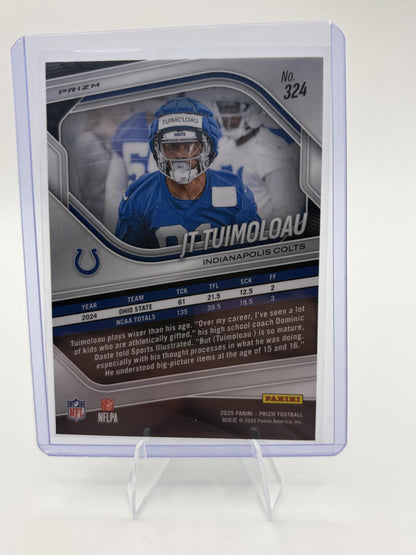 2025 Prizm JT Tuimoloau White Disco Prizm RC #324 Colts Rookie Card