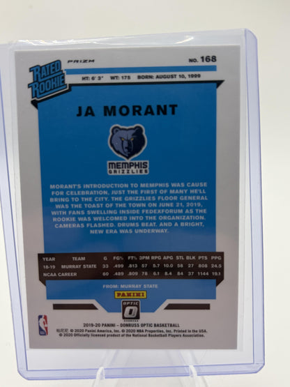 2019-20 Donruss Optic Ja Morant Pink Hyper Rated Rookie Card #168 Grizzlies
