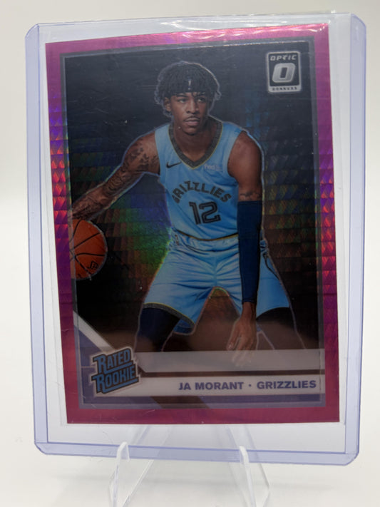 2019-20 Donruss Optic Ja Morant Pink Hyper Rated Rookie Card #168 Grizzlies