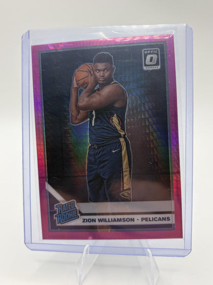2019 Donruss Optic Zion Williamson Pink Hyper  Rated Rookie Card #158 Pelicans