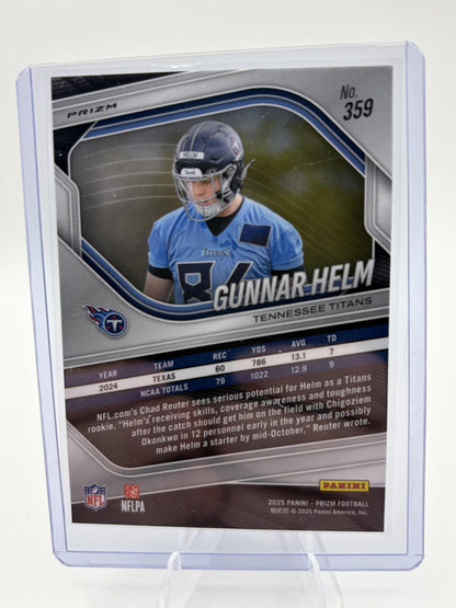 2025 Panini Prizm Gunnar Helm White Disco Prizm RC Rookie Card #359 Titans