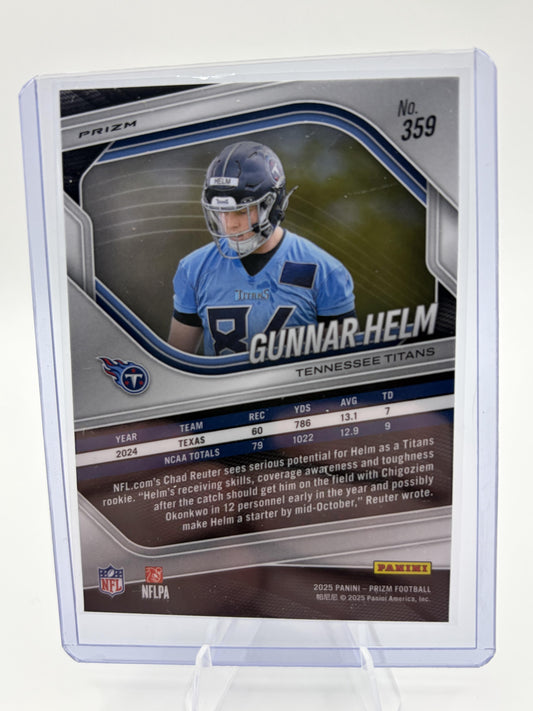 2025 Panini Prizm Gunnar Helm White Disco Prizm RC Rookie Card #359 Titans
